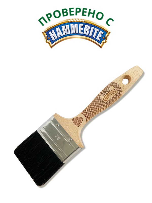 Детальная картинка товара «кисть плоская handmaler pro yellow 70мм черная смеш щетина бук ручка(эмали, лаки на раствор)1008-70»