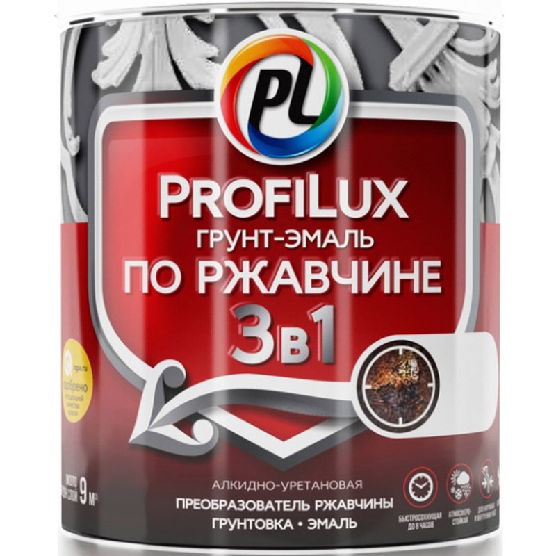 Детальная картинка товара «грунт-эмаль по ржавчине черная 1,9 кг profilux 3в1 (6) (м*)»