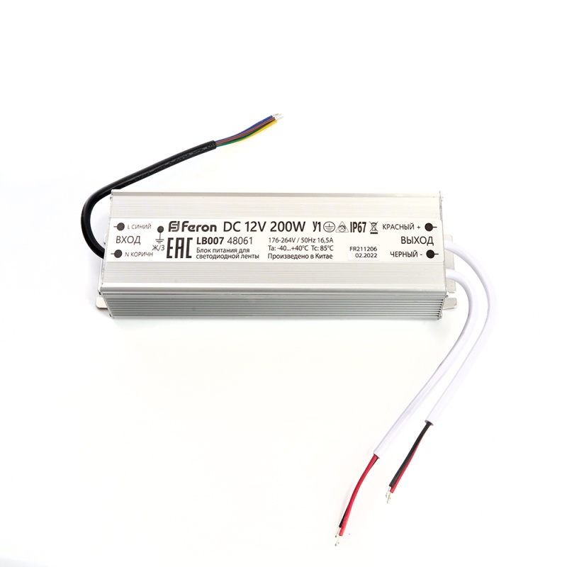 Картинка анонса товара «блок питания feron 200вт 12в ip67 lb007 48061»