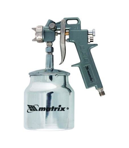 Детальная картинка товара «краскораспылитель пневмат.  с нижним метал бачком v-0,75л+сопла 1,2; 1,5 и 1,8мм matrix 57317»