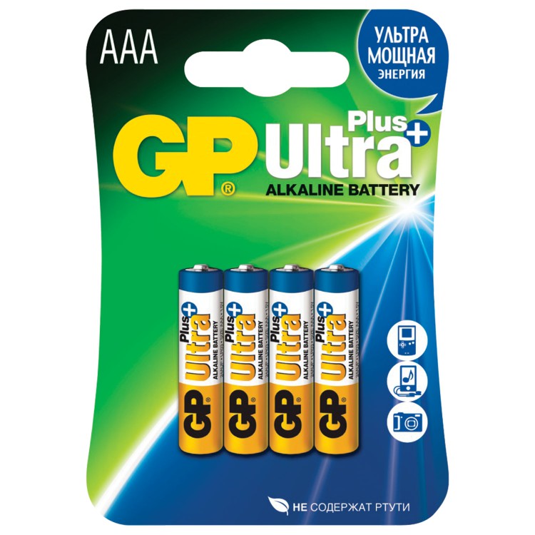 Картинка анонса товара «эл.питания gp ultra plus alkaline ааa lr03 (блистер 4 шт)»