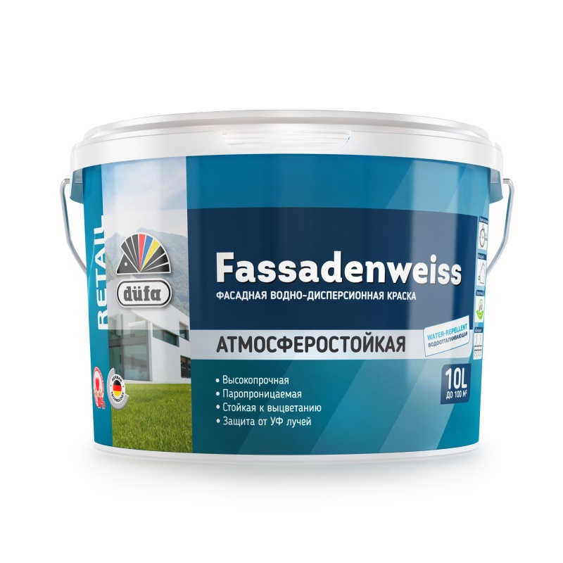 Картинка анонса товара «краска вд dufa (дюфа) retail fassadenweiss база3  10л»