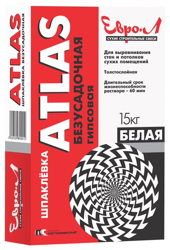 Картинка анонса товара «евро-л шпаклевка гипсовая безусадочная15 кг(80)»