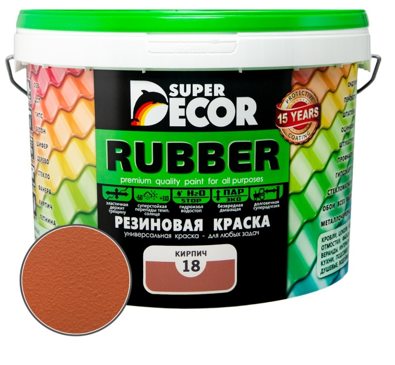 Картинка анонса товара «краска резиновая супердекор №18 кирпич (12кг)»