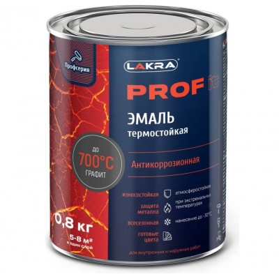 Картинка анонса товара «эмаль "лакра" термостойкая антикоррозийная prof it до 700c графит 0,8 кг»