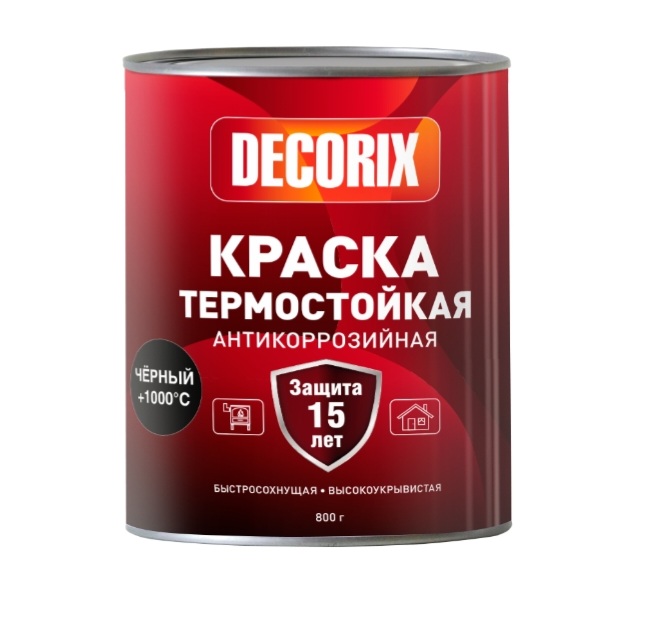 Картинка анонса товара «краска термостойкая +1000°с decorix,банка 0,8 кг.,черный »
