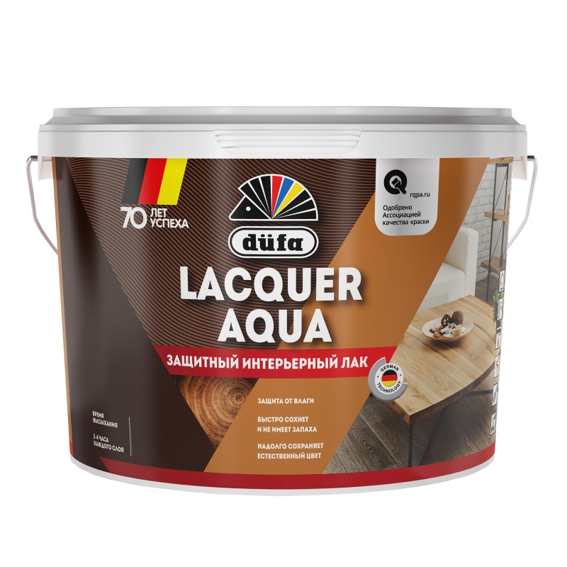 Картинка анонса товара «лак dufa (дюфа) lacquer aqua интерьерный матовый 9л»