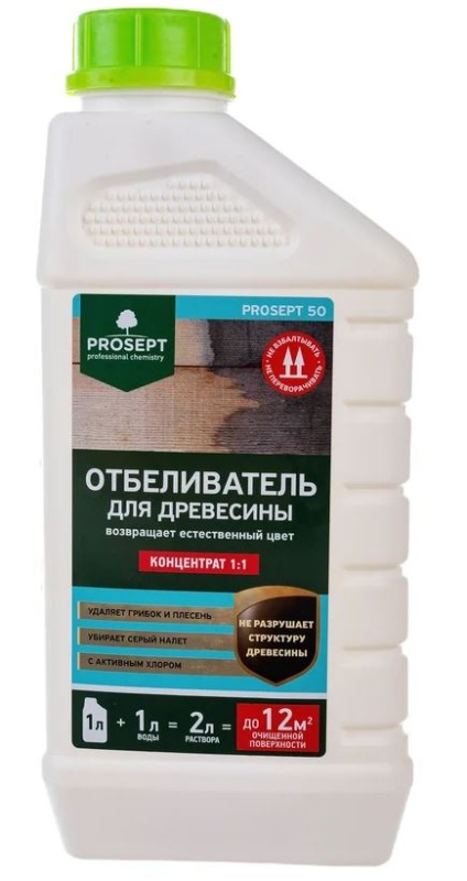 Детальная картинка товара «отбеливатель для древесины просепт 50. концентрат 1:1 1л (6)»