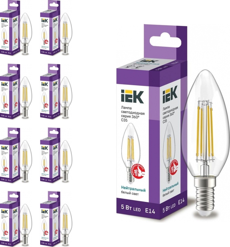 Картинка анонса товара «лампа иэк led свеча с35 7w e14 4000к филаментная»