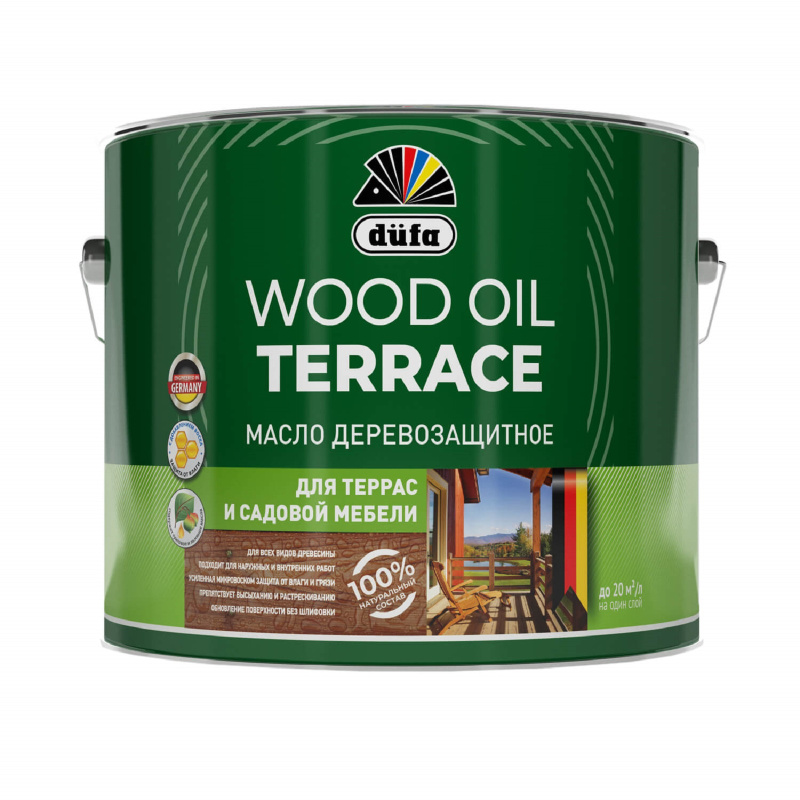 Картинка анонса товара «масло "dufa (дюфа)  wood oil тerrace" для террас и садовой мебели орех 2,0 л»