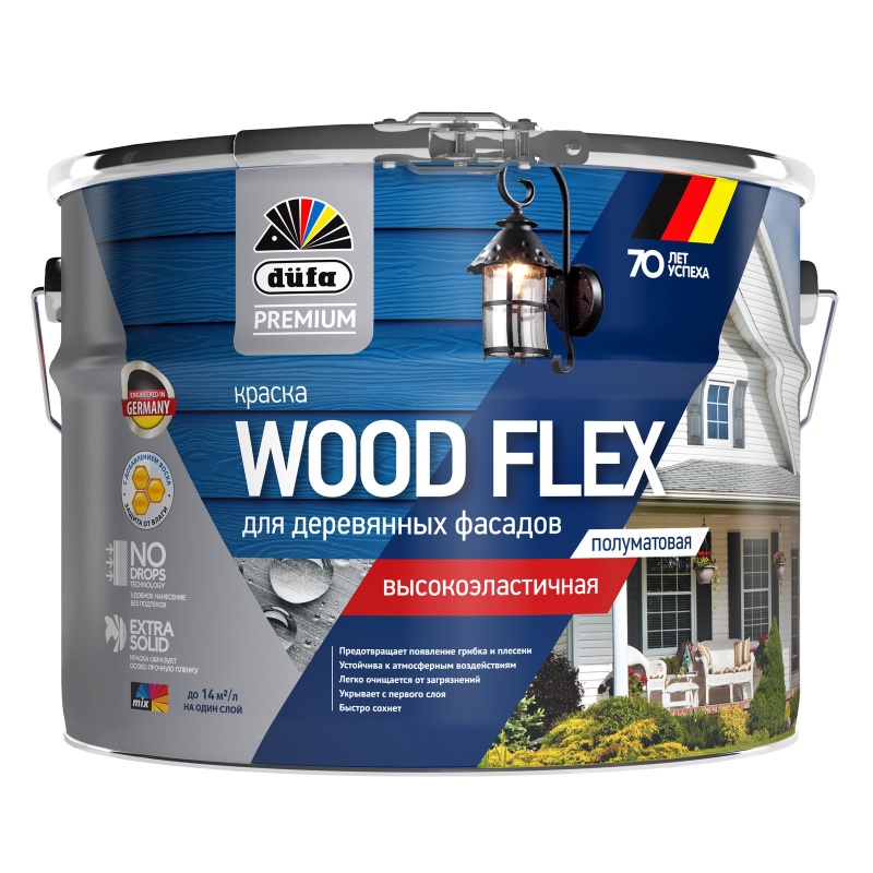 Картинка анонса товара «краска вд dufa (дюфа) premium woodflex высокоэластичная для деревянных фасадов 9л »