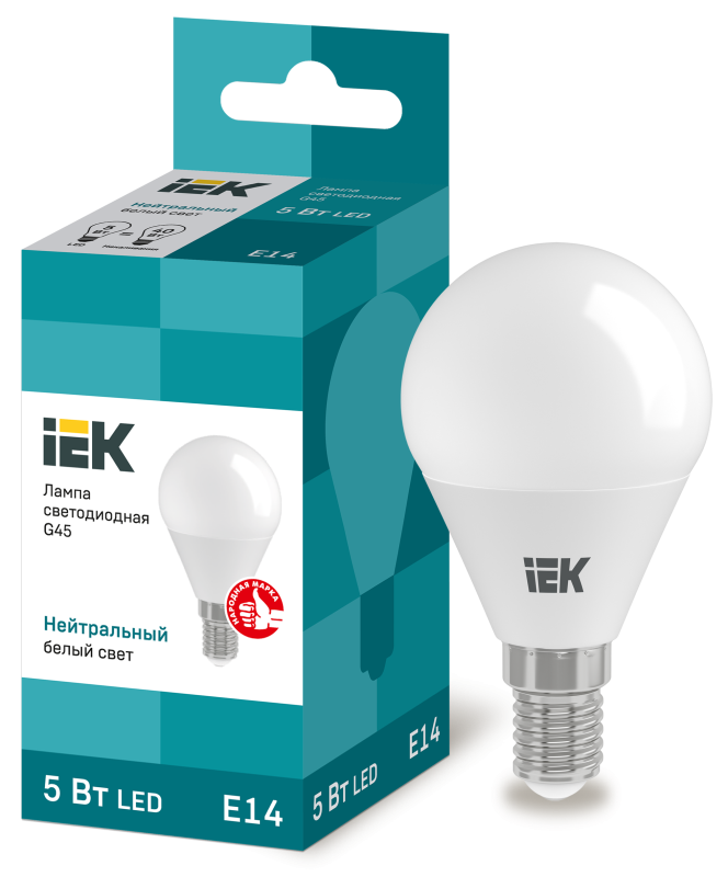 Картинка анонса товара «лампа иэк led шар g45 5вт 4000к e14 230в иэк lle-g45-5-230-40-e14»