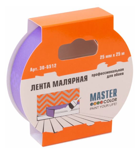 Картинка анонса товара «лента малярная  25мм*25м для деликатных поверхностей, фиолетовая 30-6512»