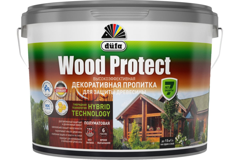 Картинка анонса товара «пропитка по дереву dufa (дюфа) wood protect б/цветный 9л»