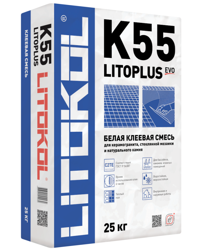 Картинка анонса товара «литокол(litokol) litoplusl  k55-клеевая смесь белый (25кг)»